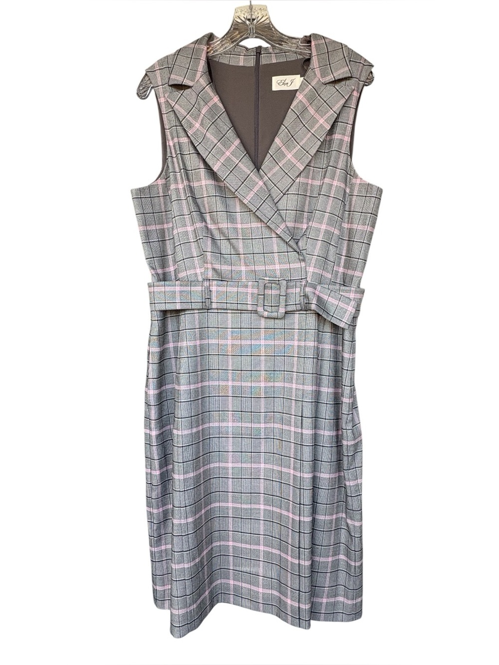 Eliza J Glen Plaid Belted Sleeveless Sheath Dress